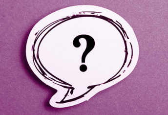 Question mark speech bubble isolated on purple background