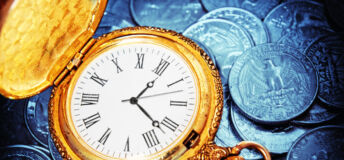 gold watch against US currency