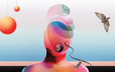 Abstract head with dollar sign