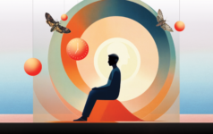 Person sitting with clock