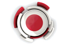 Unison Capital on staying ahead of the investment curve Round flag of japan with color pattern isolated on white. 3D illustration