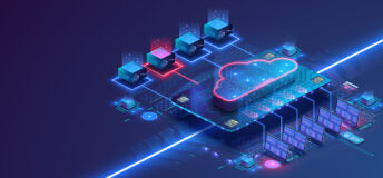 Data center isometric concept. Server room with hardware racks or web hosting infrastructure.