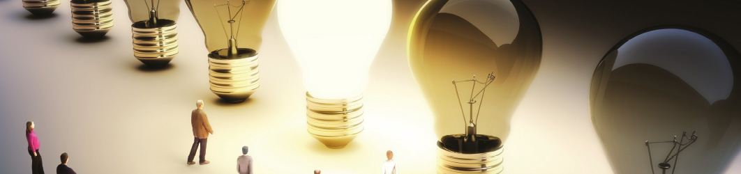 Democratisation ideas represented by light bulbs