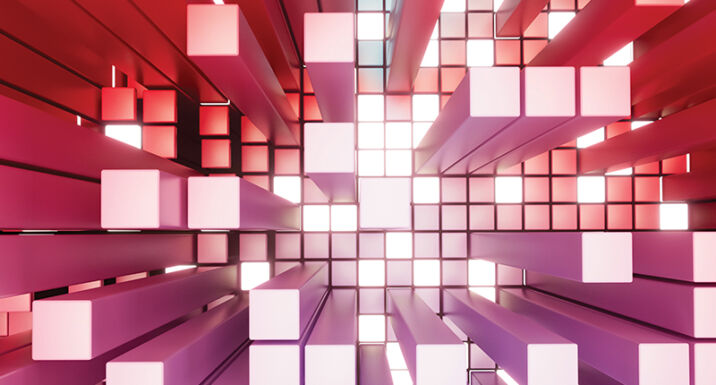 Theme image for the Global Investor 150 ranking, with red and purple square columns