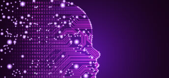 Graphic depicting an AI face.