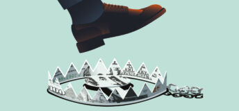 A foot is about to step into a bear trap