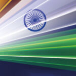 A spotlight shines in the colours of the Indian flag