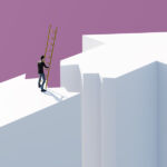 An illustration of a business person bridging a gap to growth