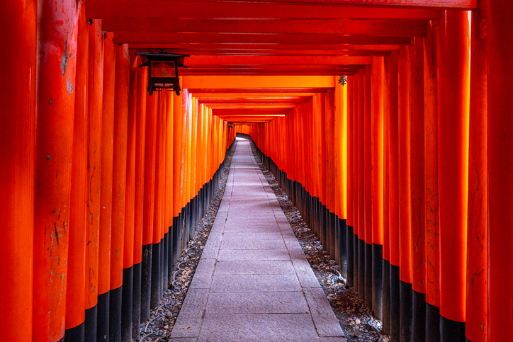 Iconic Fushimi Inari Shrines Path A Thousand Gates of Dedication During the Early Morning in Kyoto, Japan Asia Iconic Fushimi Inari Shrines Path A Thousand Gates of Dedication During the Early Morning in Kyoto, Japan Asia