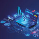 KPMG: AI readiness now key to investment theses Isometric illustration of a laptop against a blue background surrounded by holographic charts, visualisations and infographics