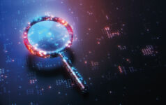 Goldman Sachs on the tech reset opportunity Electronic magnifying glass in a digital space