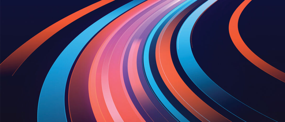 T9 CS image 6 Red and blue speed-blurred lines curve to the right