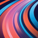 Red and blue speed-blurred lines curve to the right