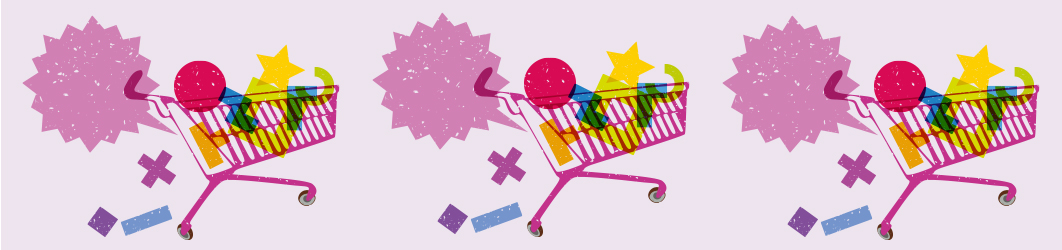 Consumer report banner featuring pink shopping carts