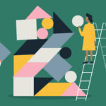 Man and woman building with shapes