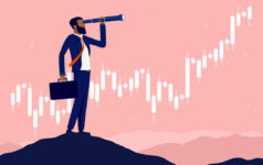 Schroders Capital: From recalibration to resilience in PE Man looking through telescope chart