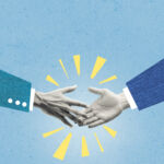 Illustration of two businesspeople shaking hands