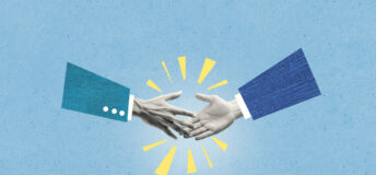 Illustration of two businesspeople shaking hands