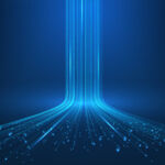 3D High Speed Light Trails. Digital Flow Vector Background. Big Data Technology Lines Fast Wireless Data Transmission. Information in Virtual Reality. 6g Vector Illustration. Artificial neural network