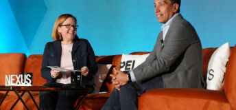 PEI Group's MK Flynn and Clearlake's José E. Feliciano on stage at NEXUS 2026