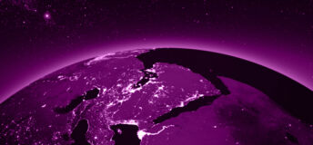 View of earth from space in PEI purple