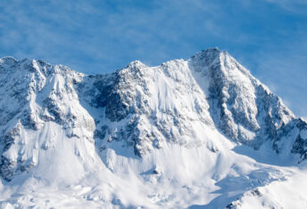 A mountain covered in snow