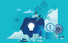 Insight, thought, lightbulb, money, person working on laptop, T9