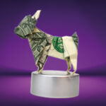 Side Letter: Tail wagging dog Origami dog made from US notes