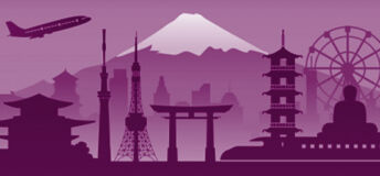Illustration of a snow covered mountain in Japan
