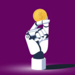 Robotic hand holding a coin