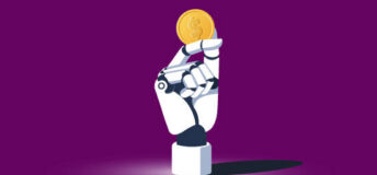 Robotic hand holding a coin