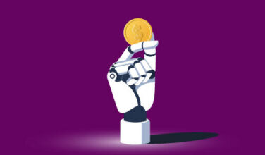 Side Letter: Overstating AI? Robotic hand holding a coin