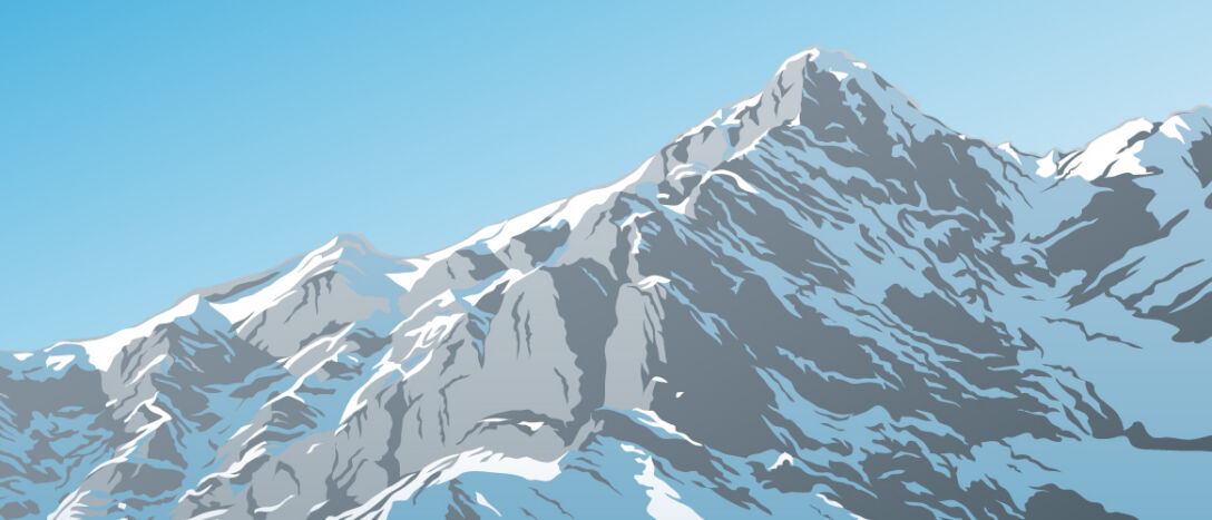 snow mountains An illustration of snow covered mountain tops