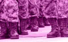 Picture of soldiers' boots in PEI colours