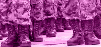 Picture of soldiers' boots in PEI colours