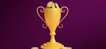 Trophy filled with coins on PEI background