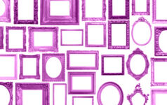 Assortment of picture frames in purple
