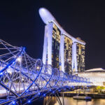 The Helix Bridge and the Marina Bay Sands, Singapore.