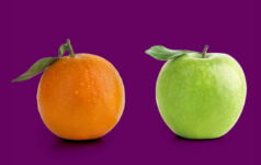 Ex-APG PE veteran on how pensions can better assess performance orange and an apple against a purple background
