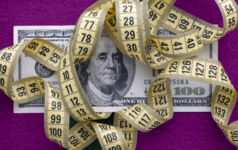 100 dollar bill with measuring tape