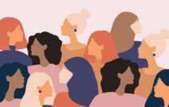 An illustration of a crowd of women