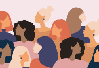 An illustration of a crowd of women